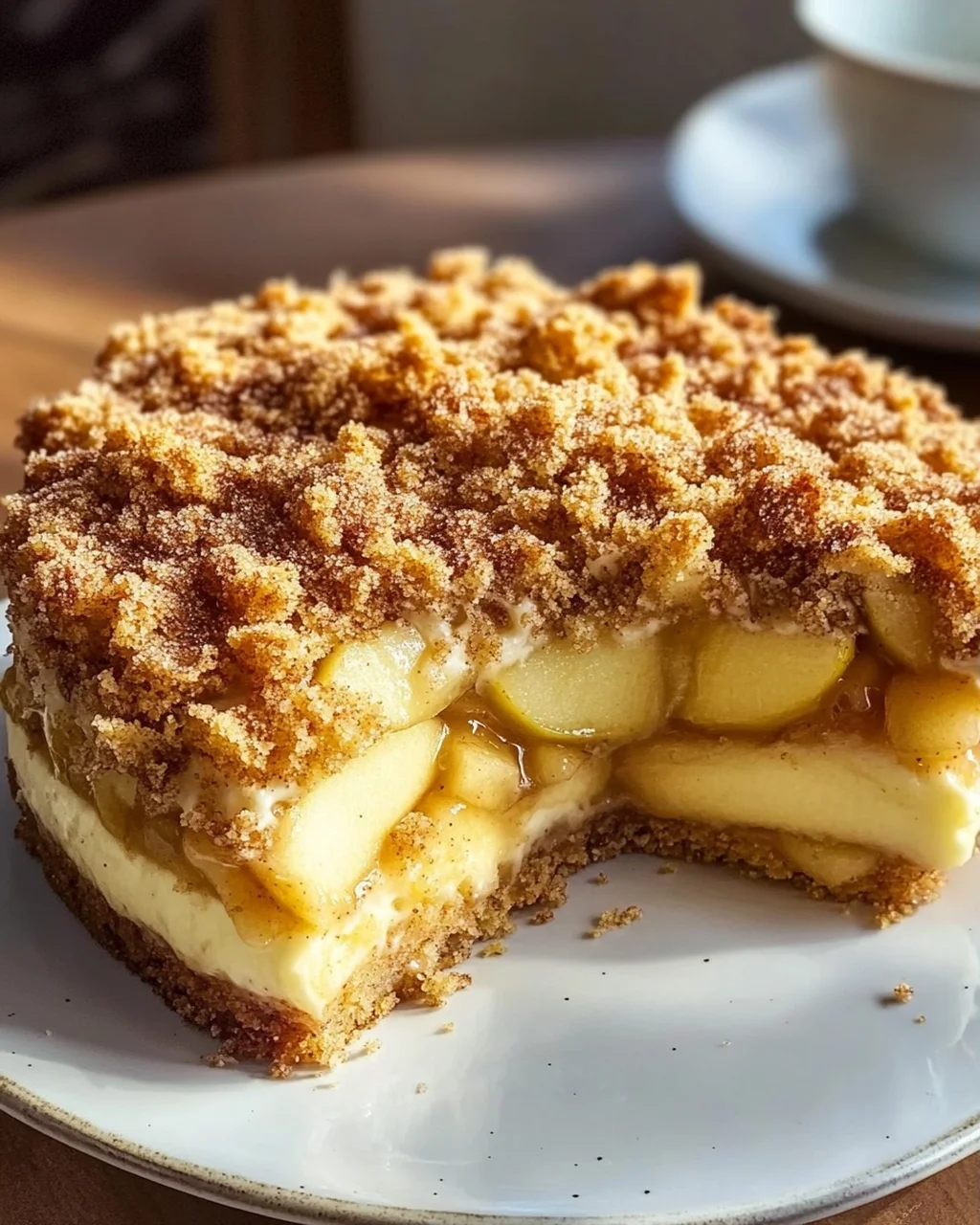 Apfelkuchen mit cremigem Pudding & knusprigen Zimtstreuseln