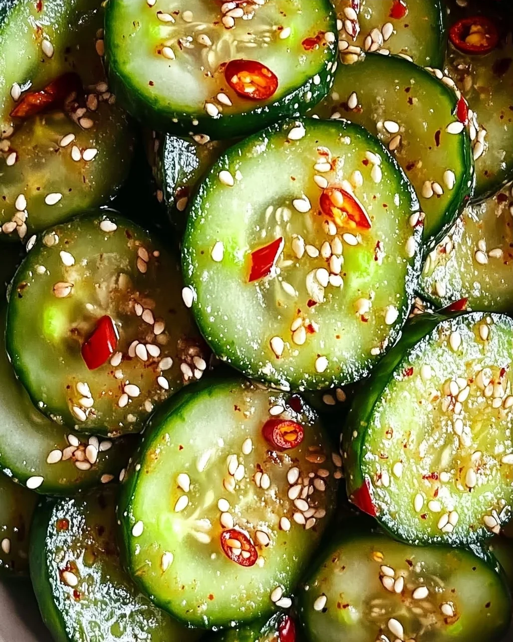 Asiatischer Gurkensalat mit Chili & Sesam