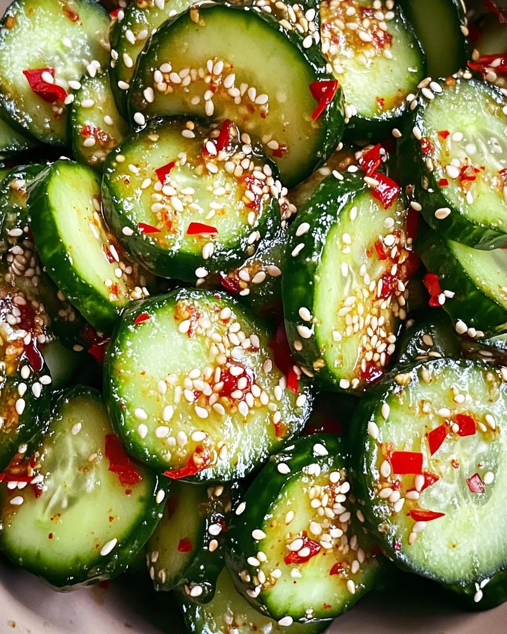 Asiatischer Gurkensalat mit Chili & Sesam