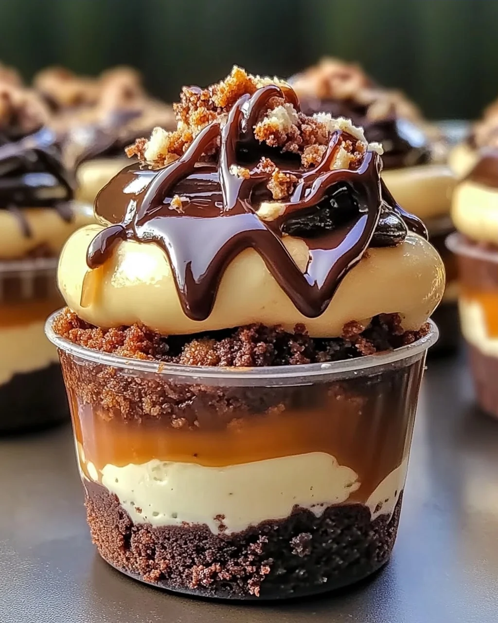 Beladene Brownie-Käsekuchen-Tassen für Schokoladenliebhaber