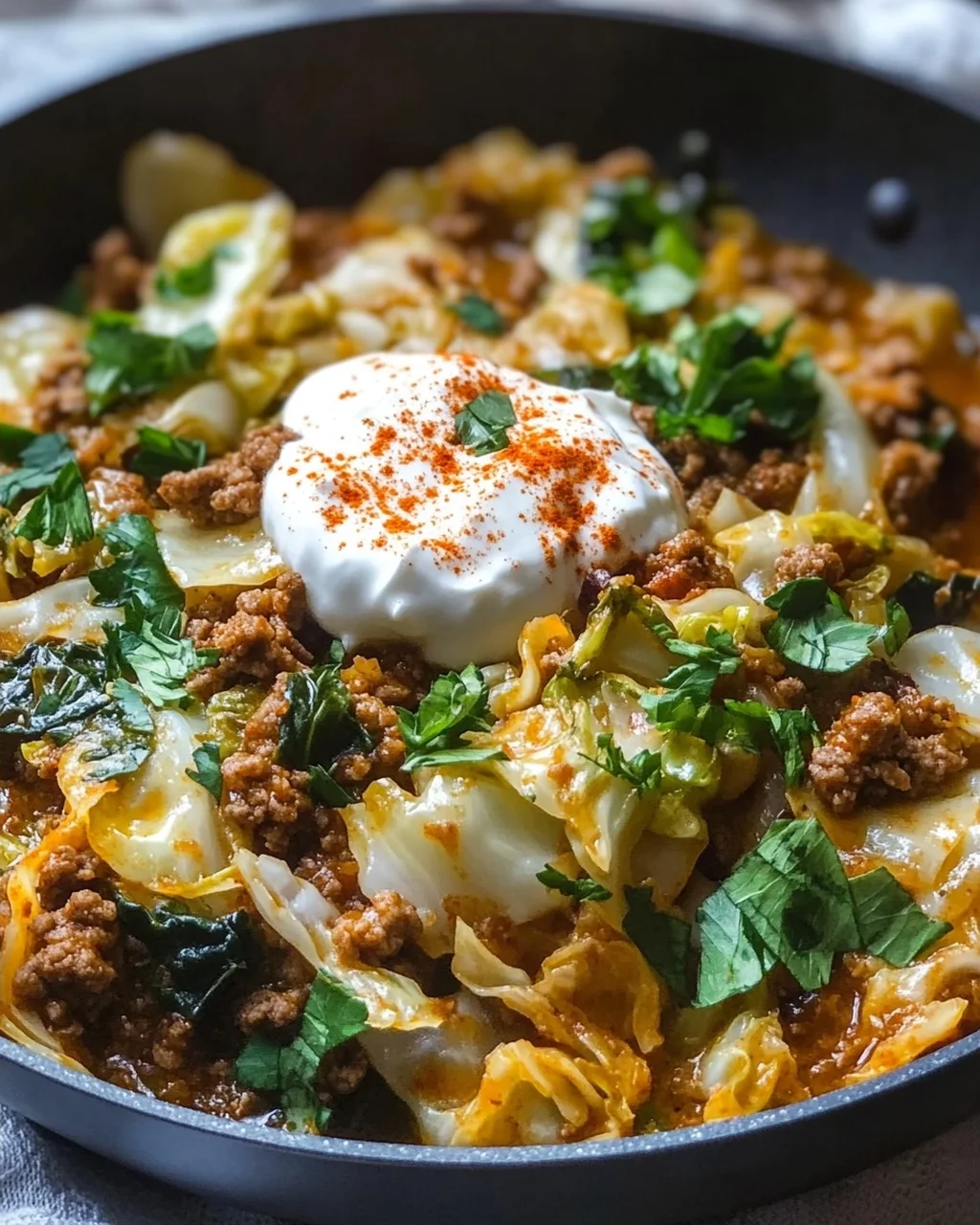 Bombastische Spitzkohl-Hackfleisch-Pfanne