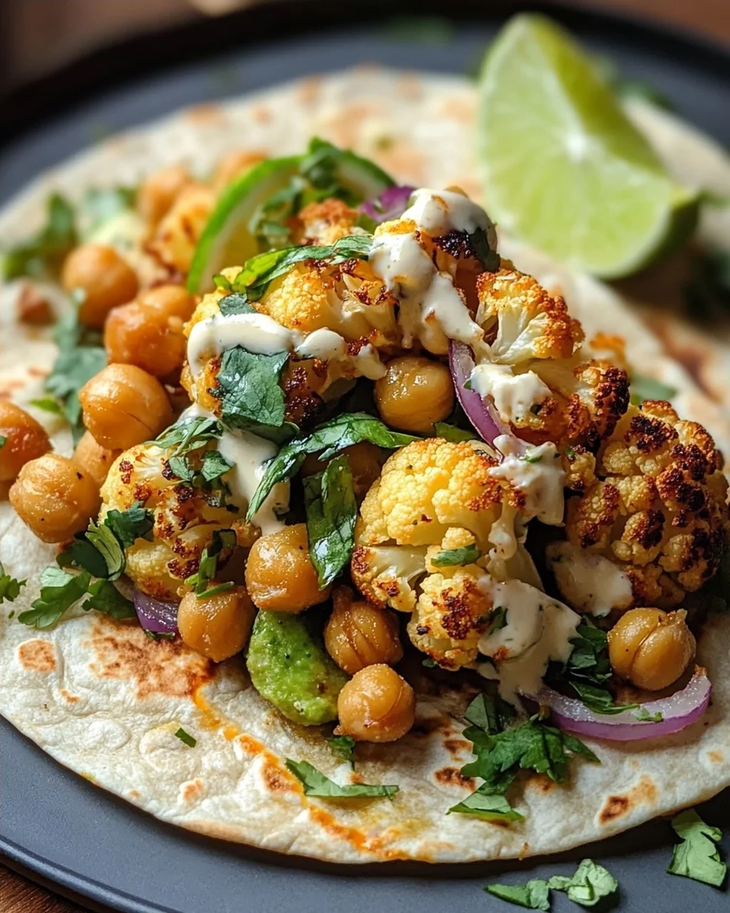 Chili Limetten Kichererbsen Blumenkohl Wrap – Gesund & Lecker!