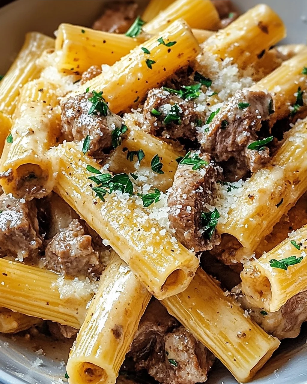 Cremige Parmesan-Rinder-Rigatoni: Herzhaft, schnell & unwiderstehlich!