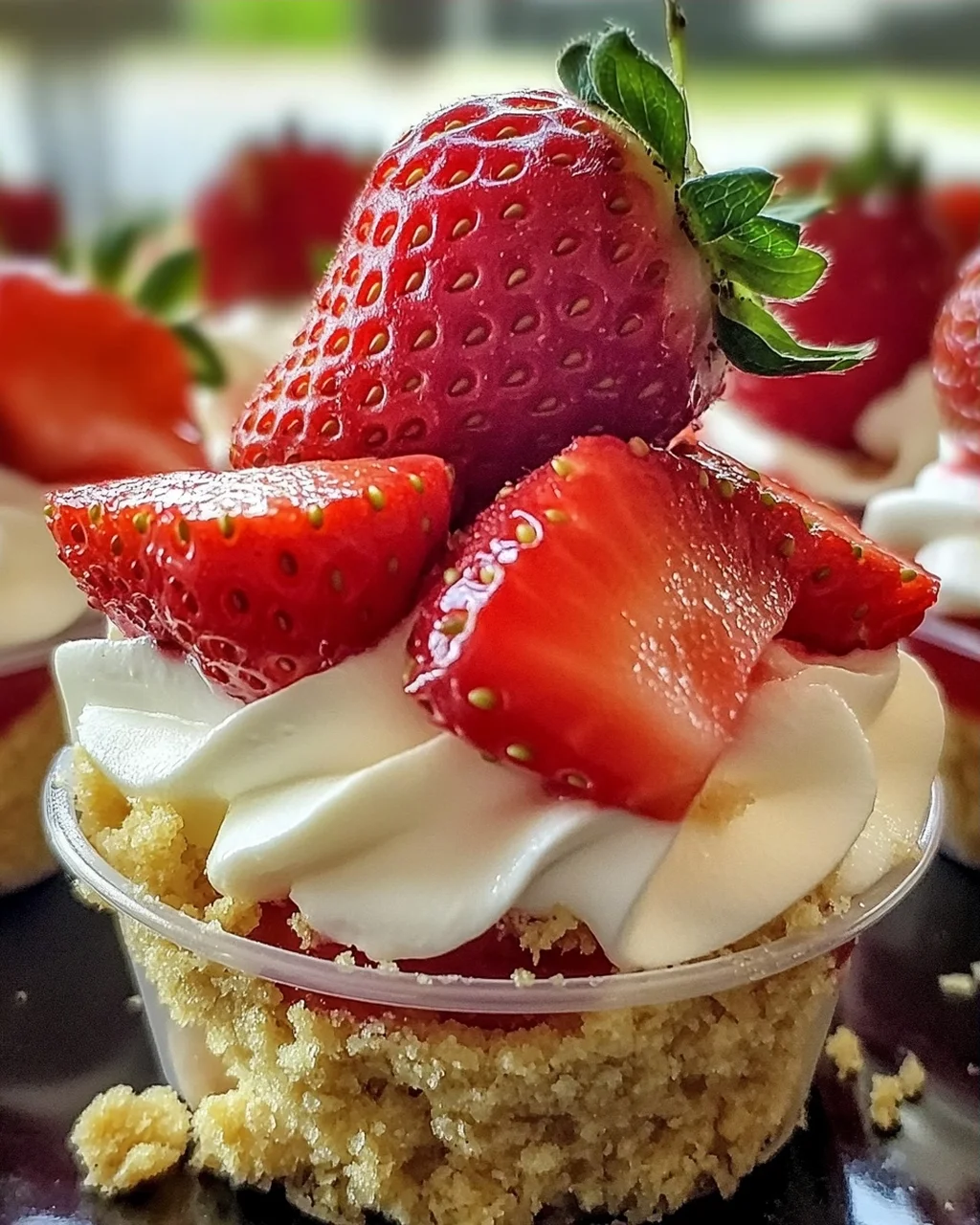 Einfache No-Bake Erdbeer-Käsekuchen-Becher genießen