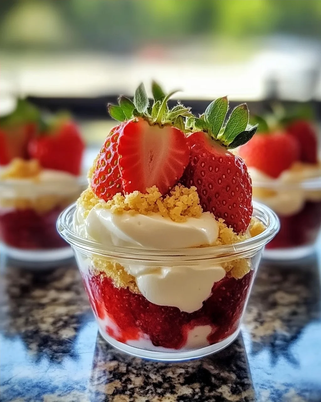 Einfache No-Bake Erdbeer-Käsekuchen-Becher genießen