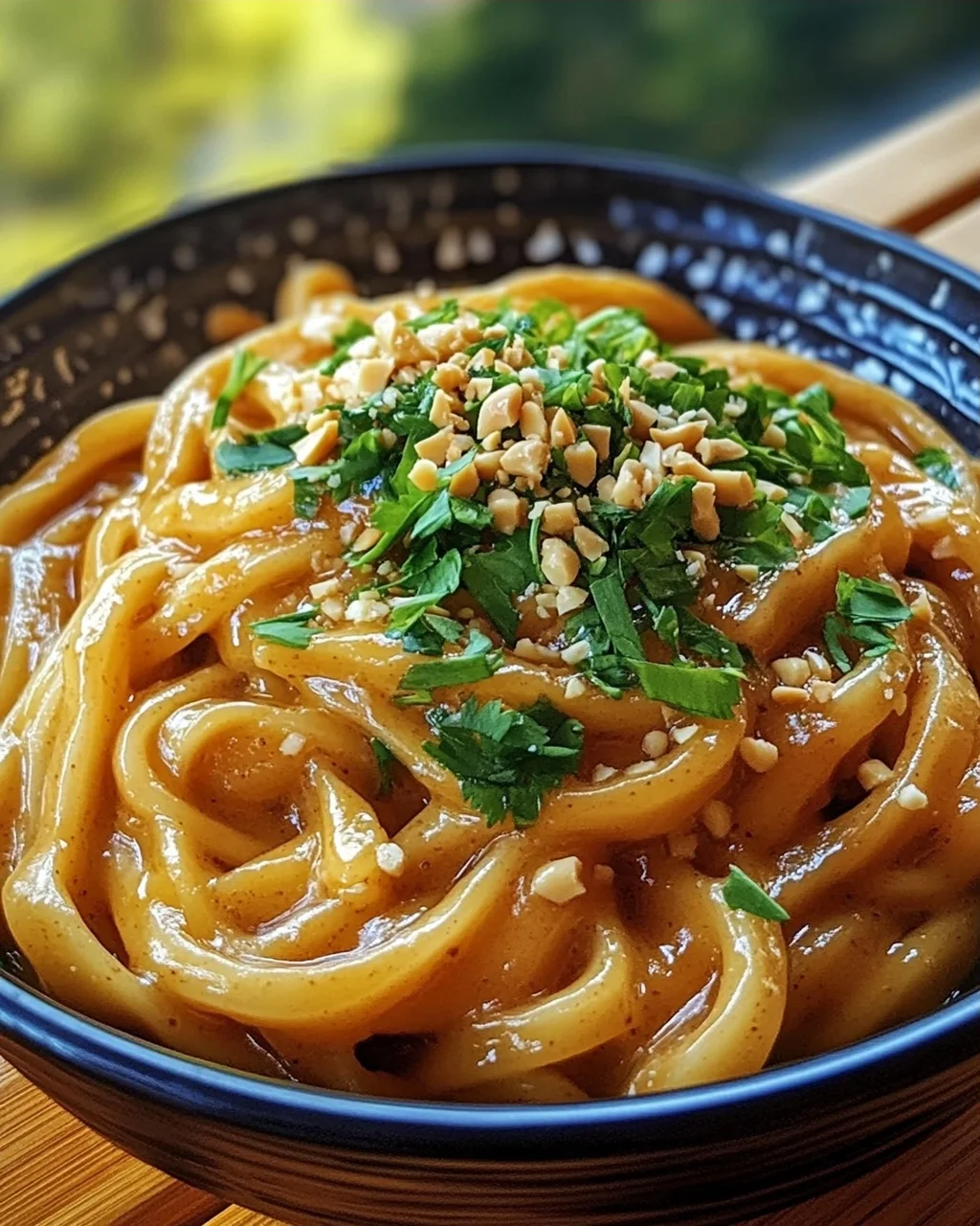 Erdnussbutter Udon Nudeln