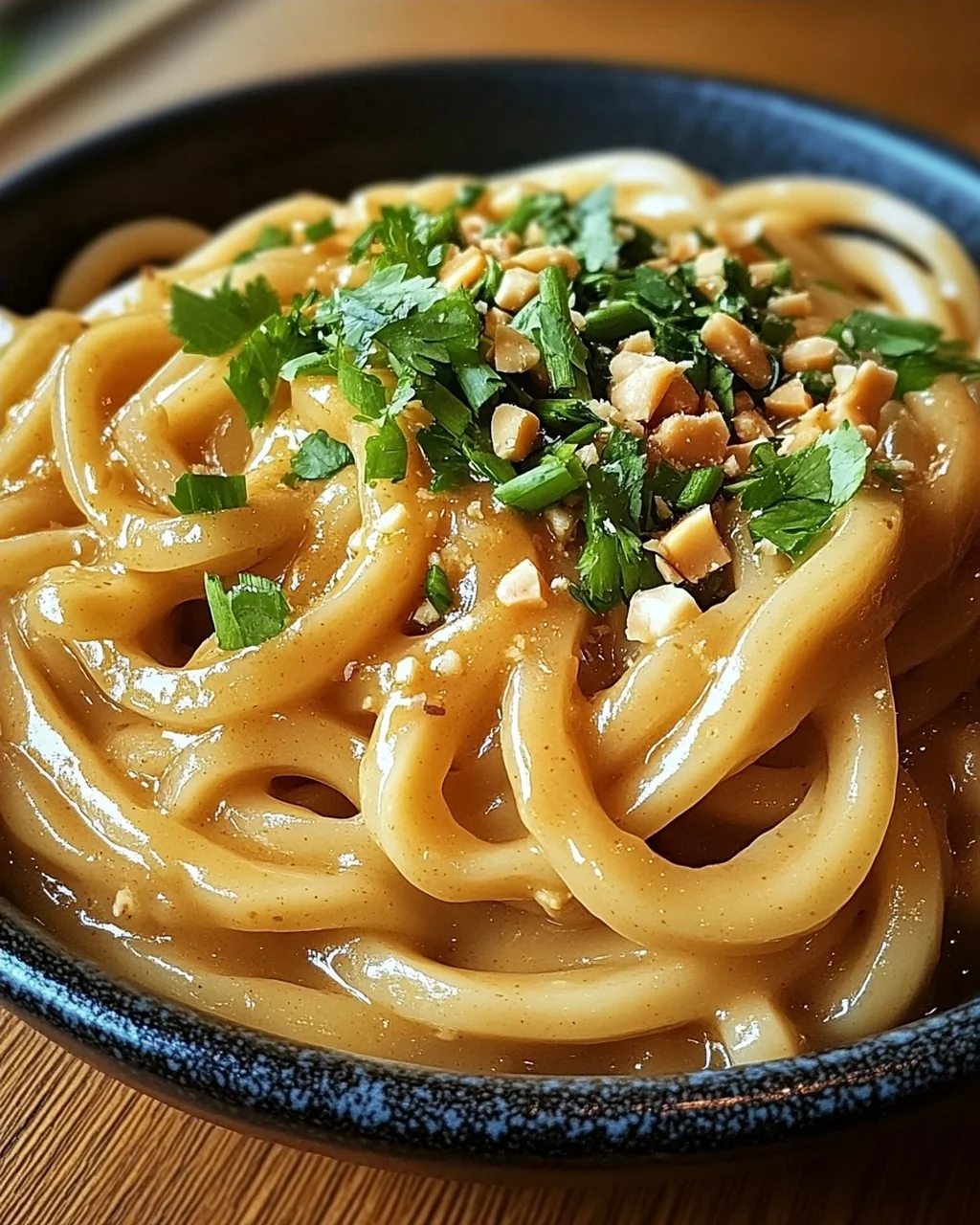Erdnussbutter Udon Nudeln