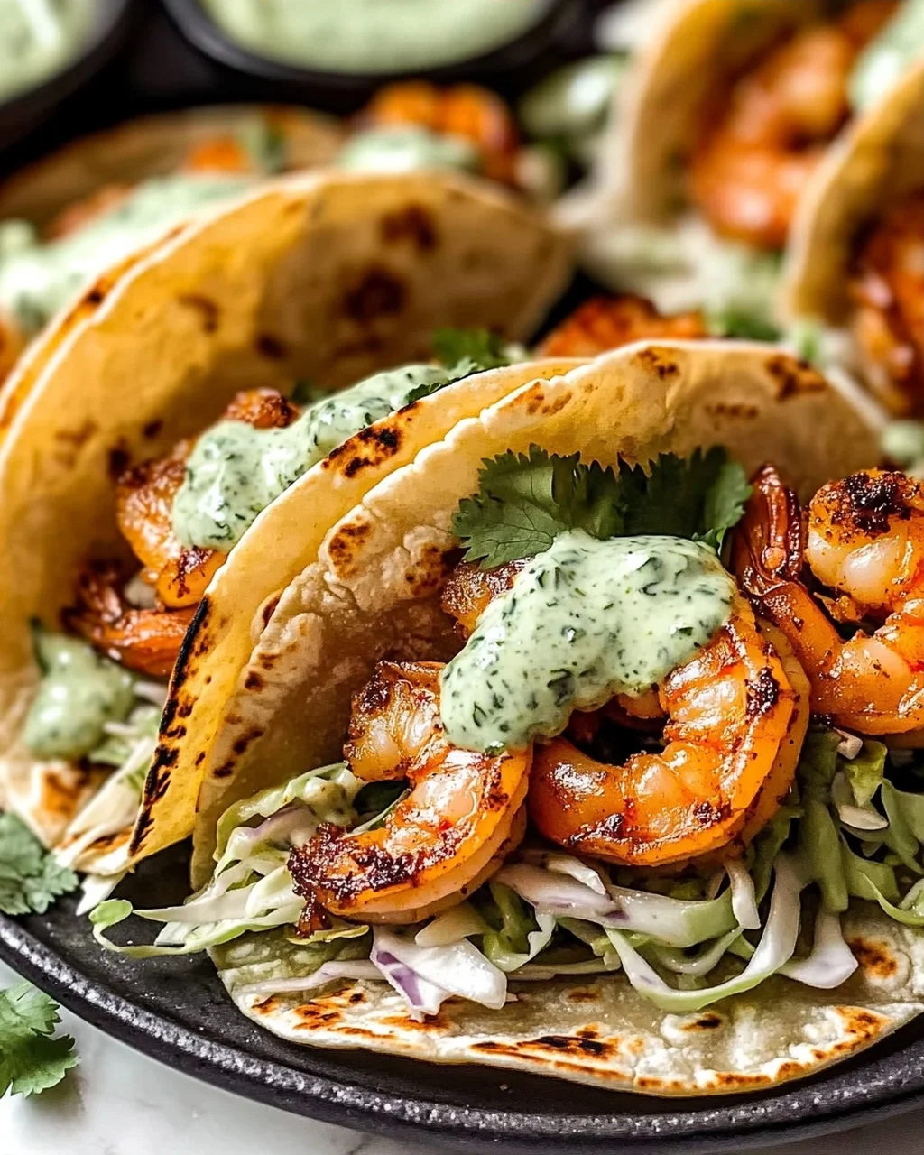 Garnelen-Tacos mit cremiger Salsa genießen