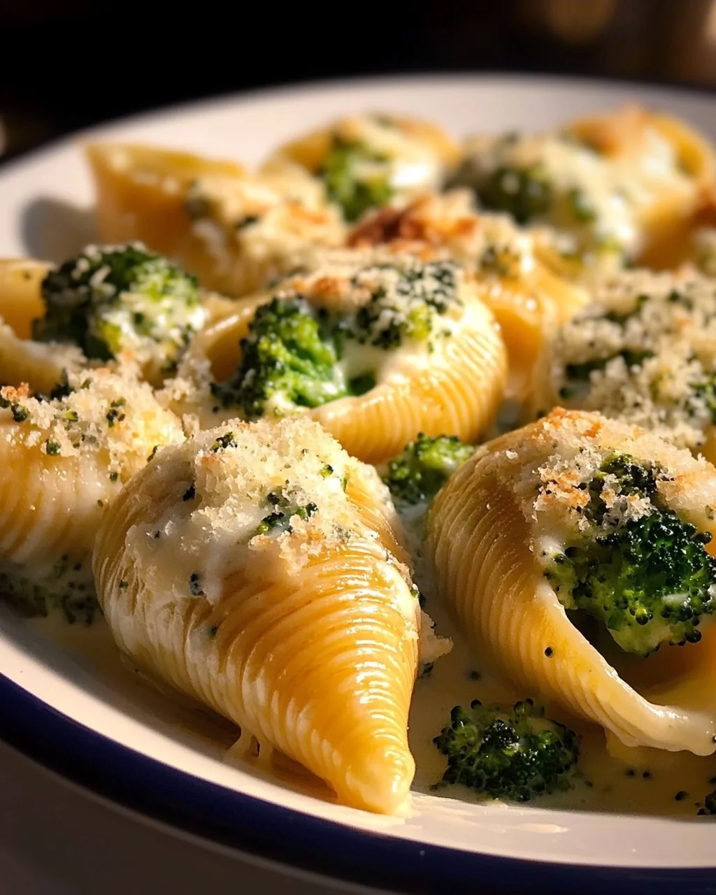 Gefüllte Muschelnudeln mit Brokkoli & Parmesan Alfredo