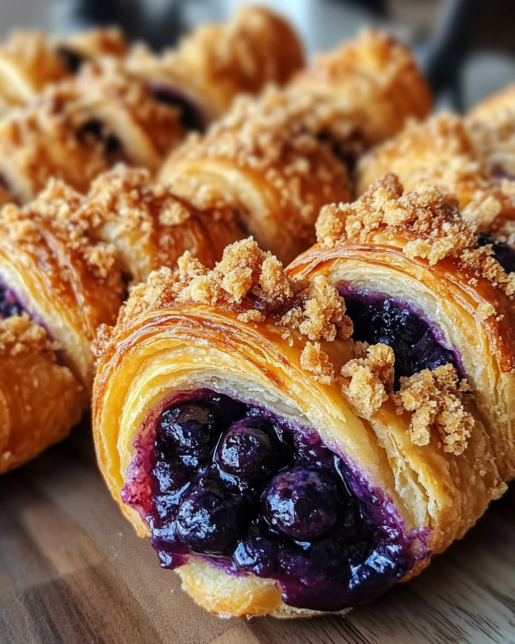 Kartoffelhörnchen mit Blaubeeren & Streuseln