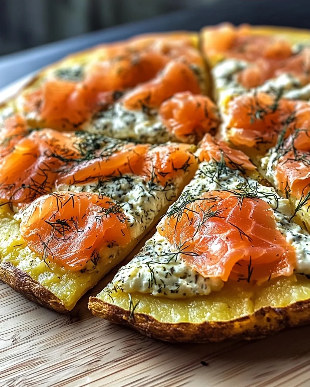 Kartoffelpizza mit Räucherlachs