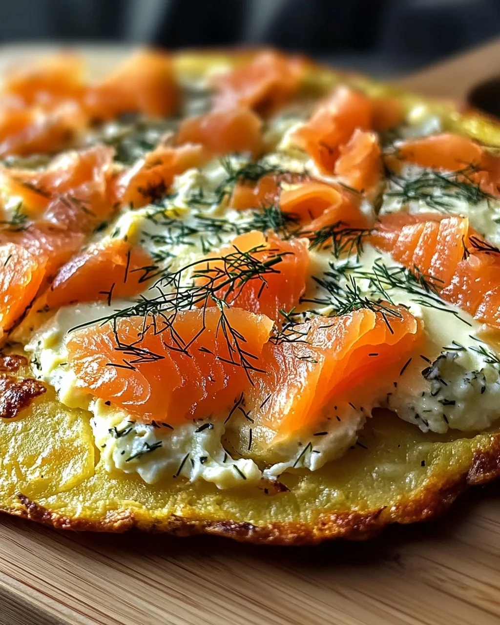 Kartoffelpizza mit Räucherlachs
