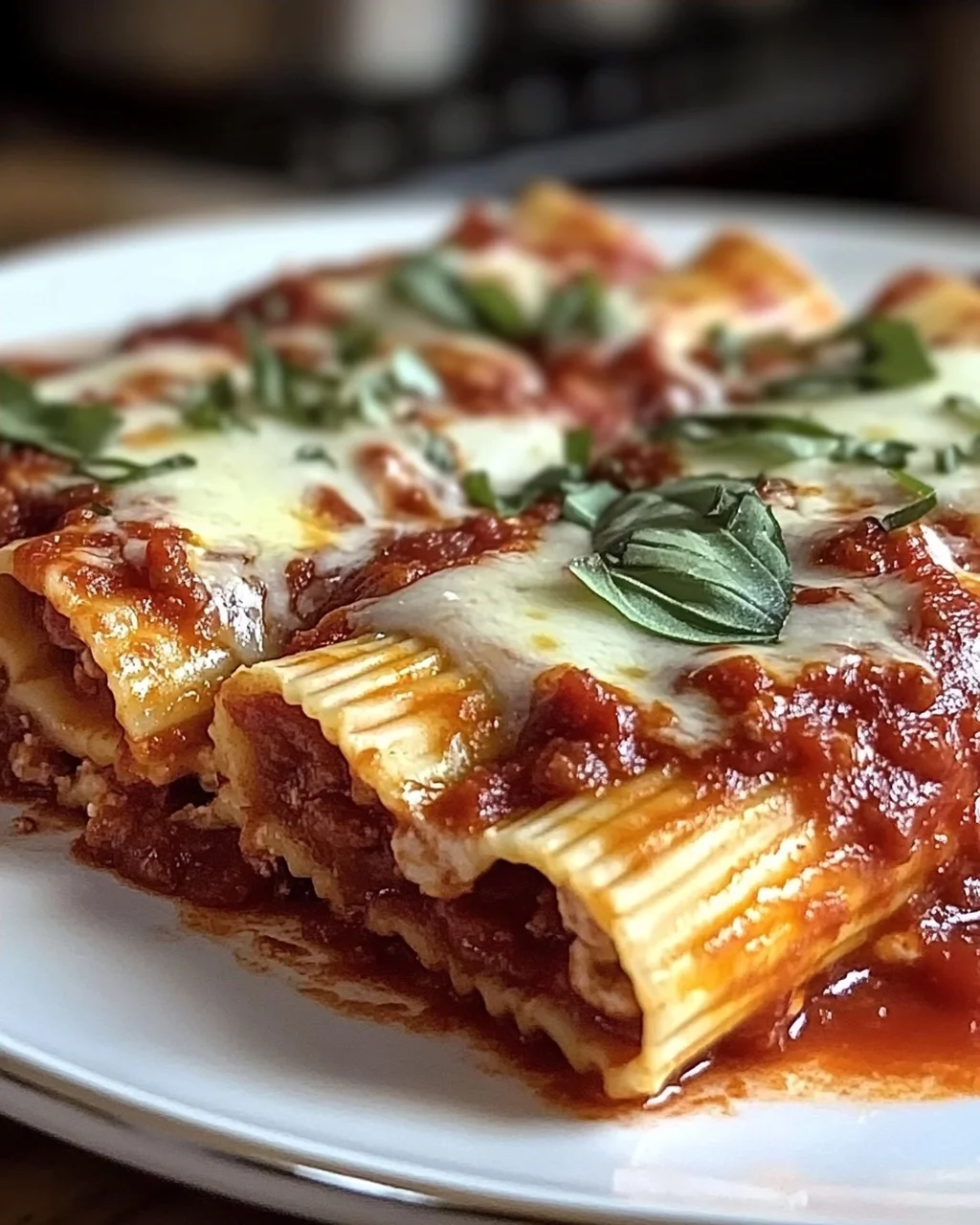 Käsegefüllte Manicotti mit schmackiger Fleischsauce