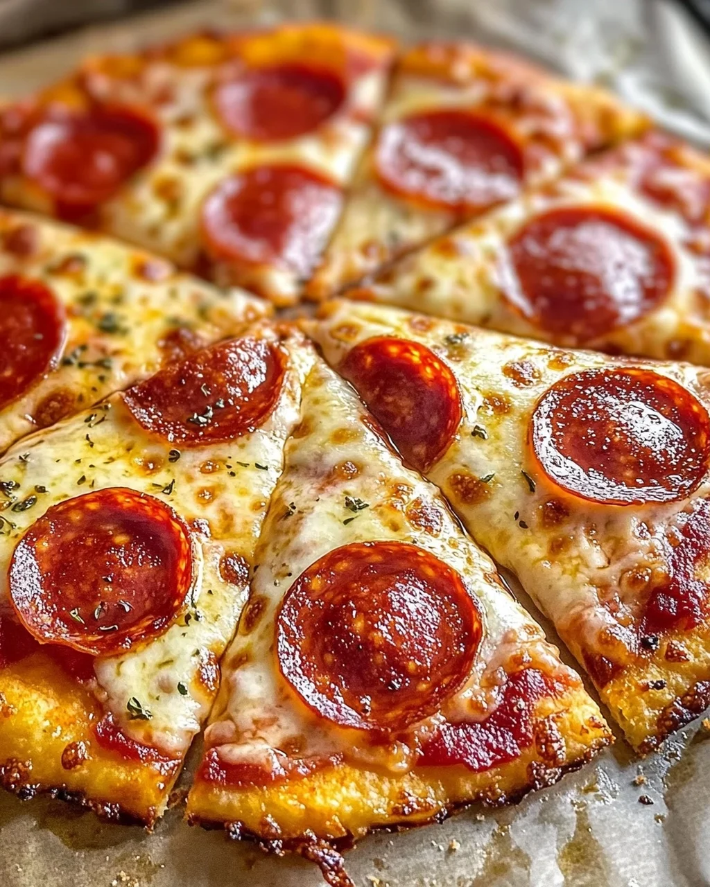 Klassische Heißluftfritteuse Hüttenkäse Pizzaboden