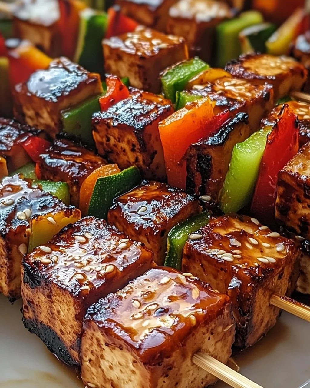 Knoblauch-Soja-Glasierte Tofu-Spieße