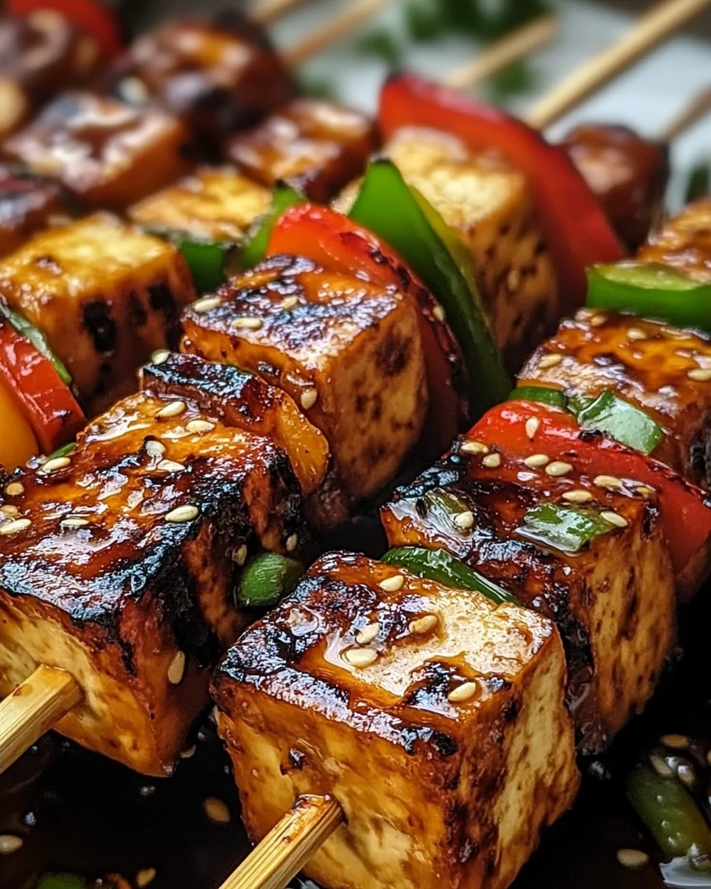 Knoblauch-Soja-Glasierte Tofu-Spieße