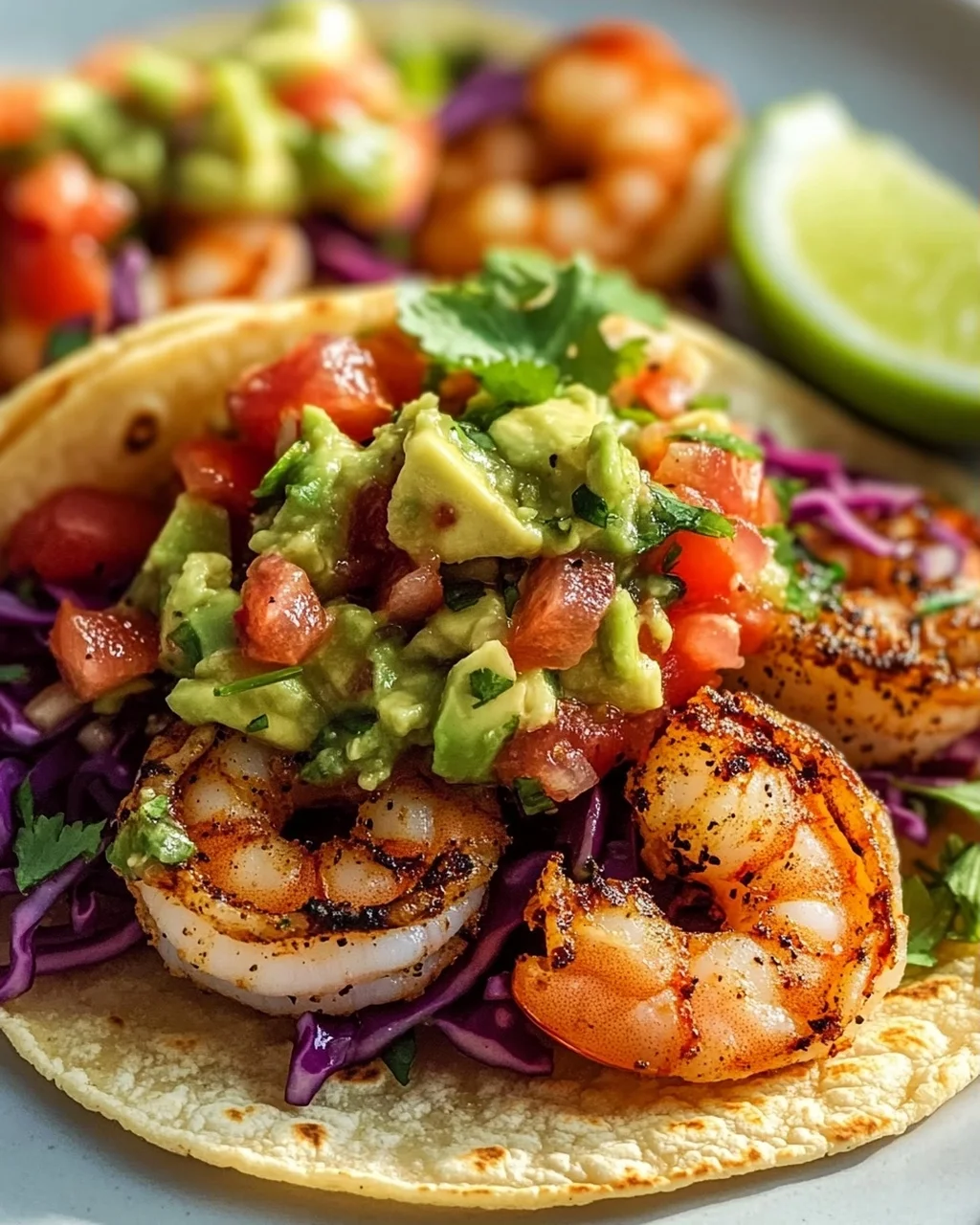 Knusprige Air Fryer Shrimp Tacos mit Avocado Salsa