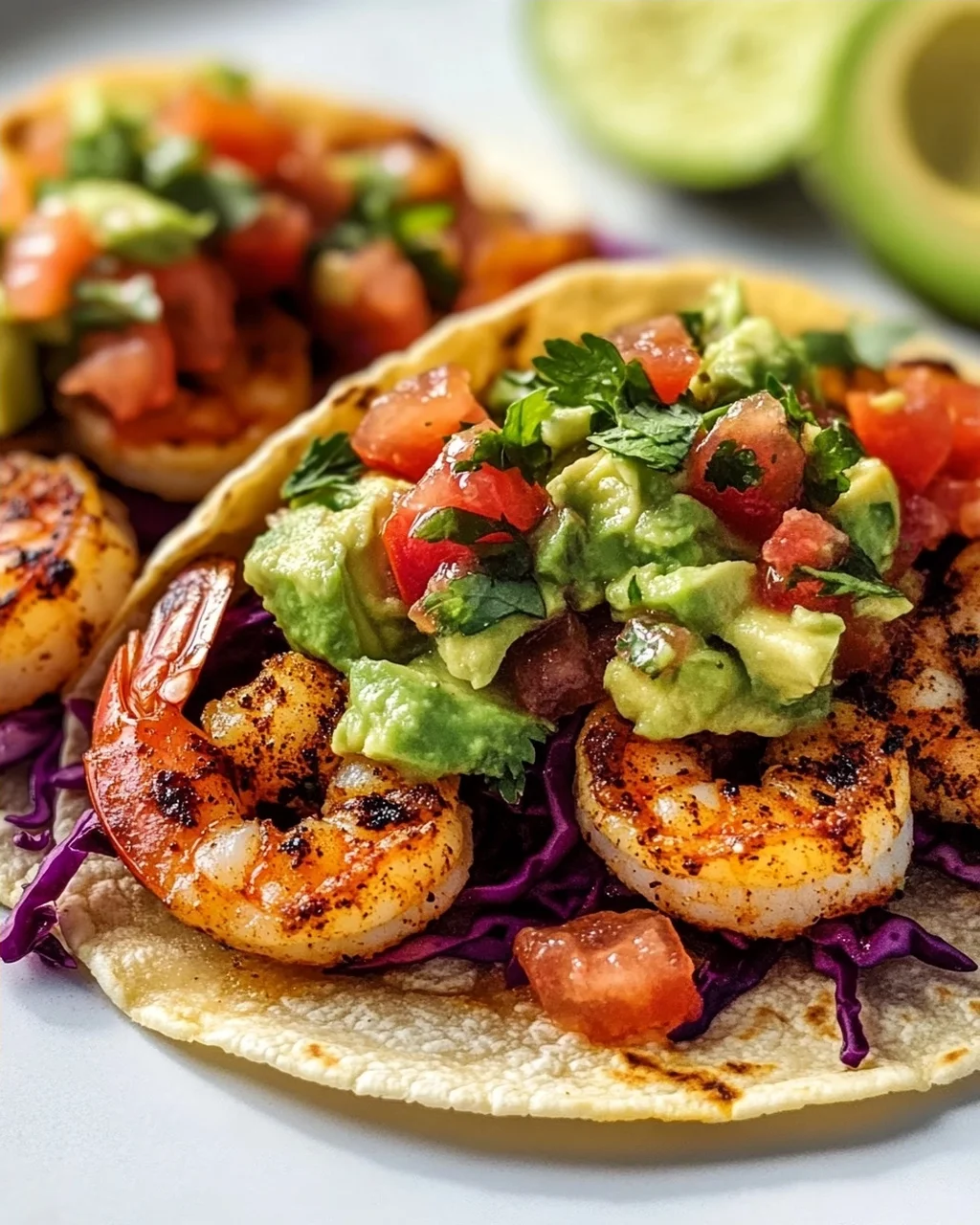 Knusprige Air Fryer Shrimp Tacos mit Avocado Salsa