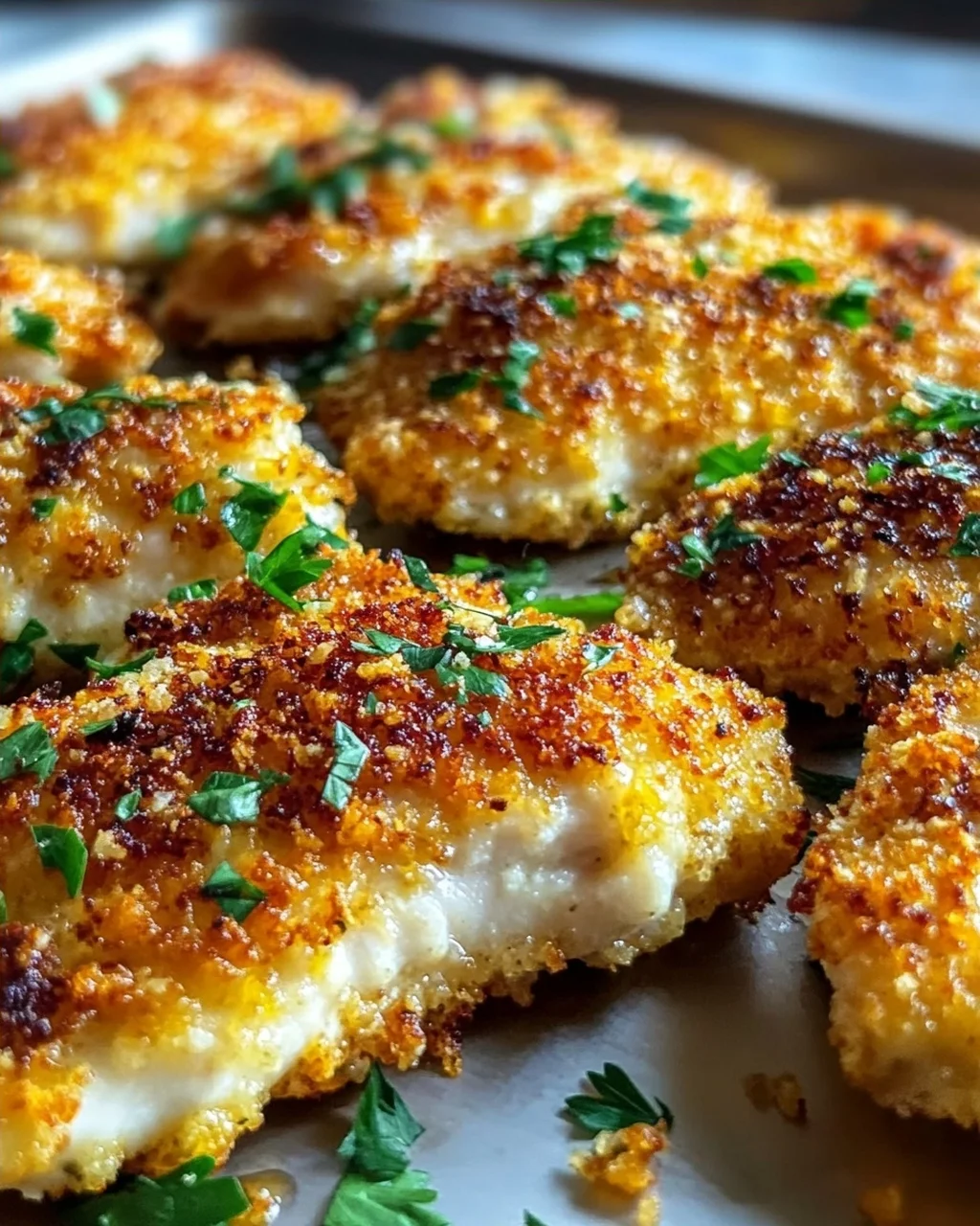 Knuspriges Parmesan-Knoblauch Hähnchen vom Blech Rezept