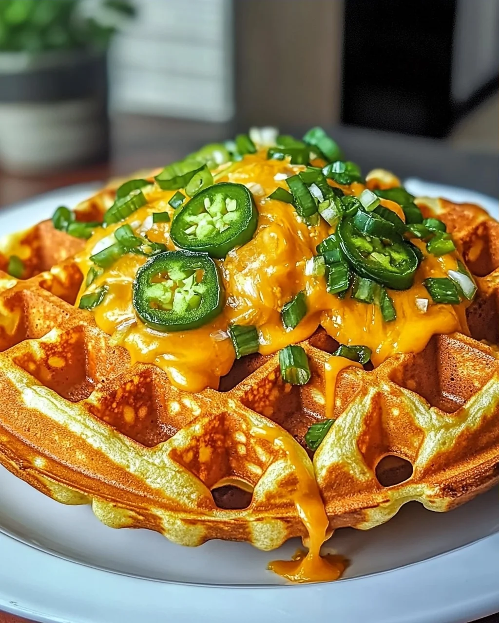 Maisbrotwaffel mit herzhaften Toppings genießen