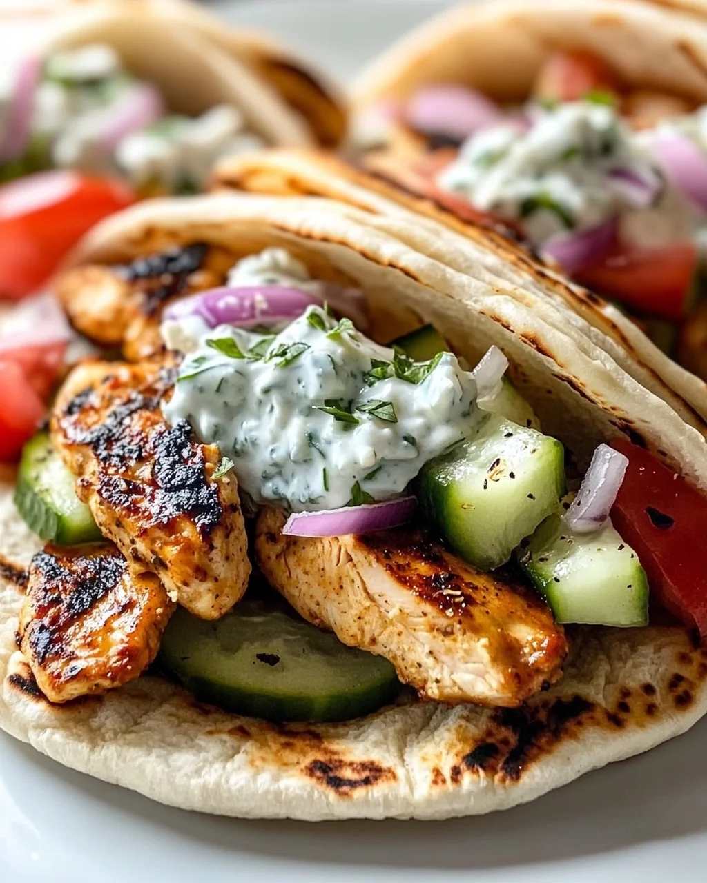 Mediterranes Hähnchen-Gyros mit cremigem Feta-Tzatziki