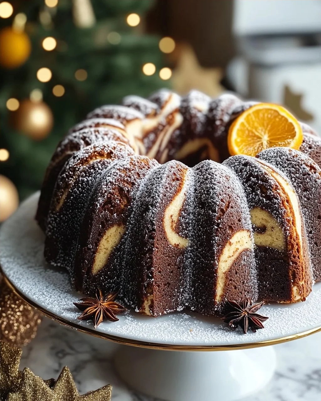 Mein Winter Weihnachtskuchen Marmor Lebkuchen Gugelhupf