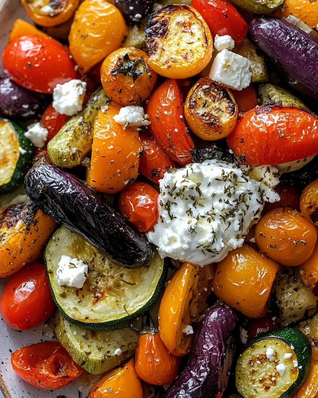 Ofengemüse mit Feta und Kräuterjoghurt vom Blech