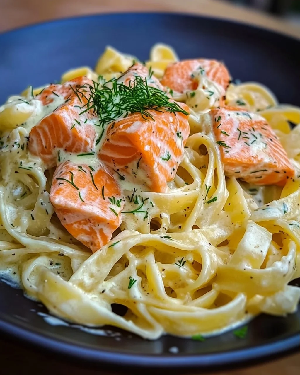 Pasta mit Lachs und Sahnesoße