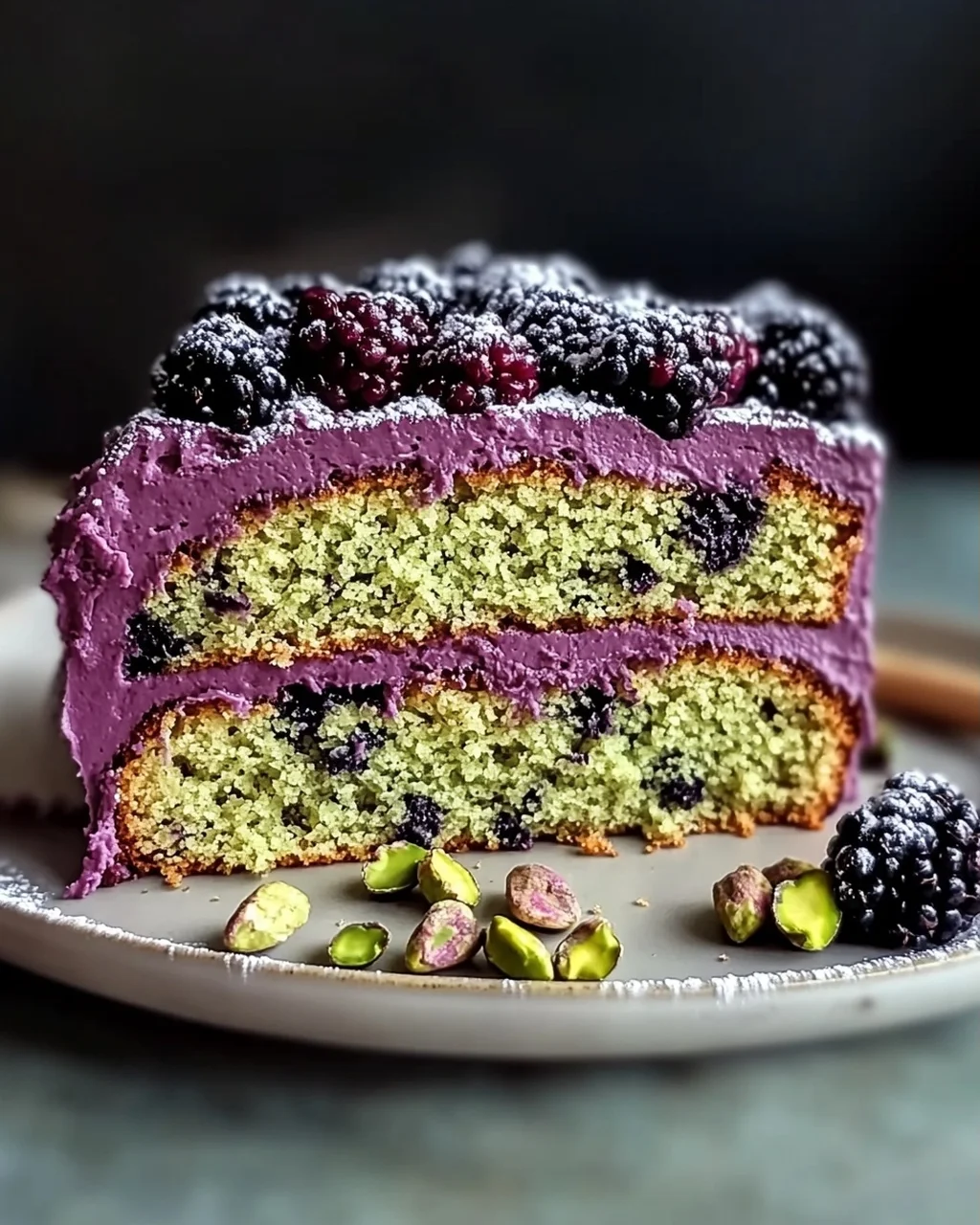 Pistazien- und Brombeeren-Olivenölkuchen für Feinschmecker