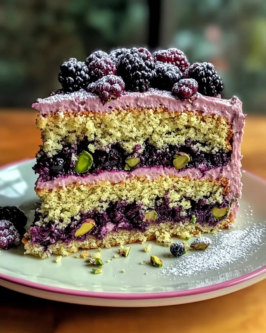 Pistazien- und Brombeeren-Olivenölkuchen für Feinschmecker