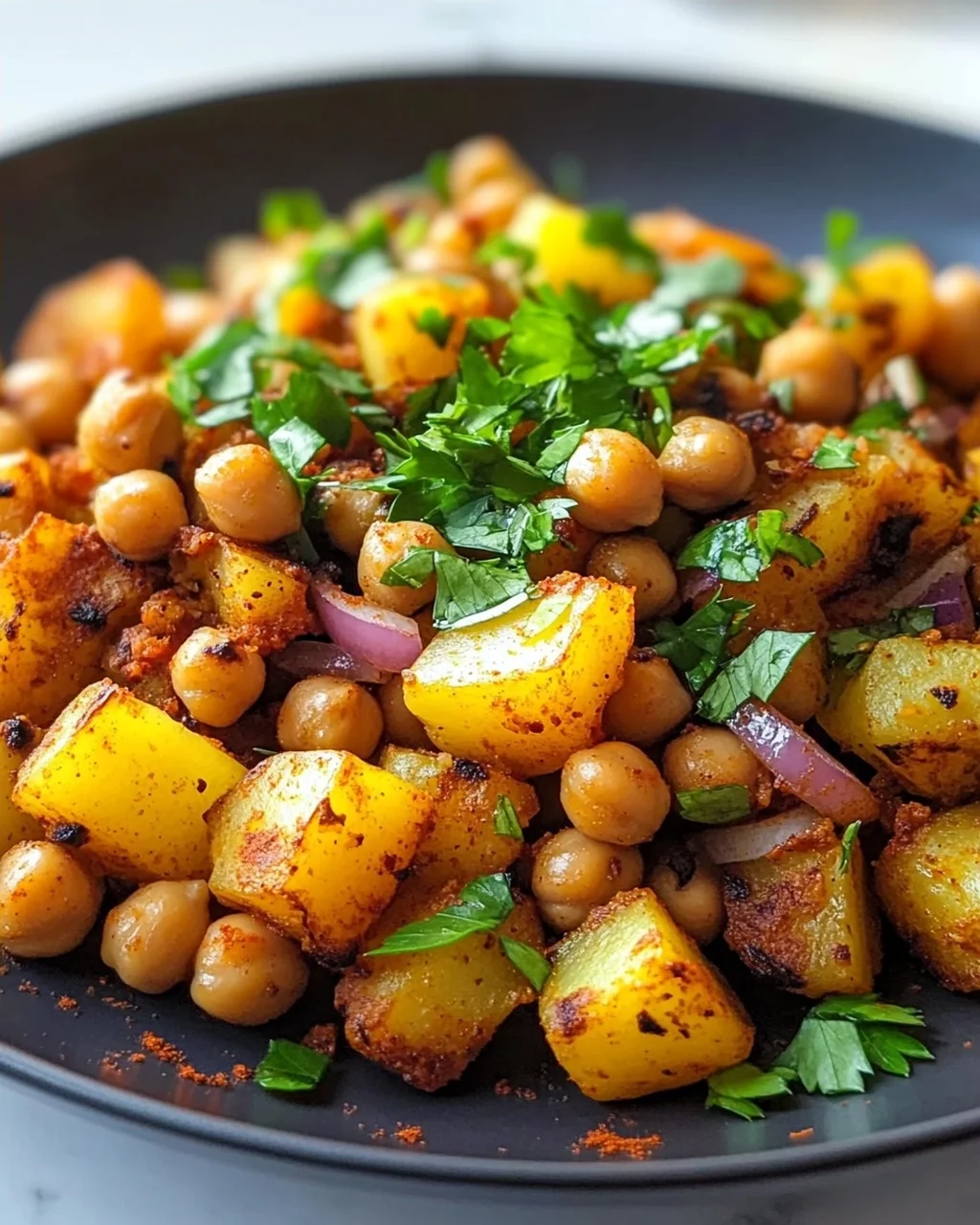 Rauchiger Paprika-Kichererbsen-Kartoffel-Hash – Lecker & Vegan