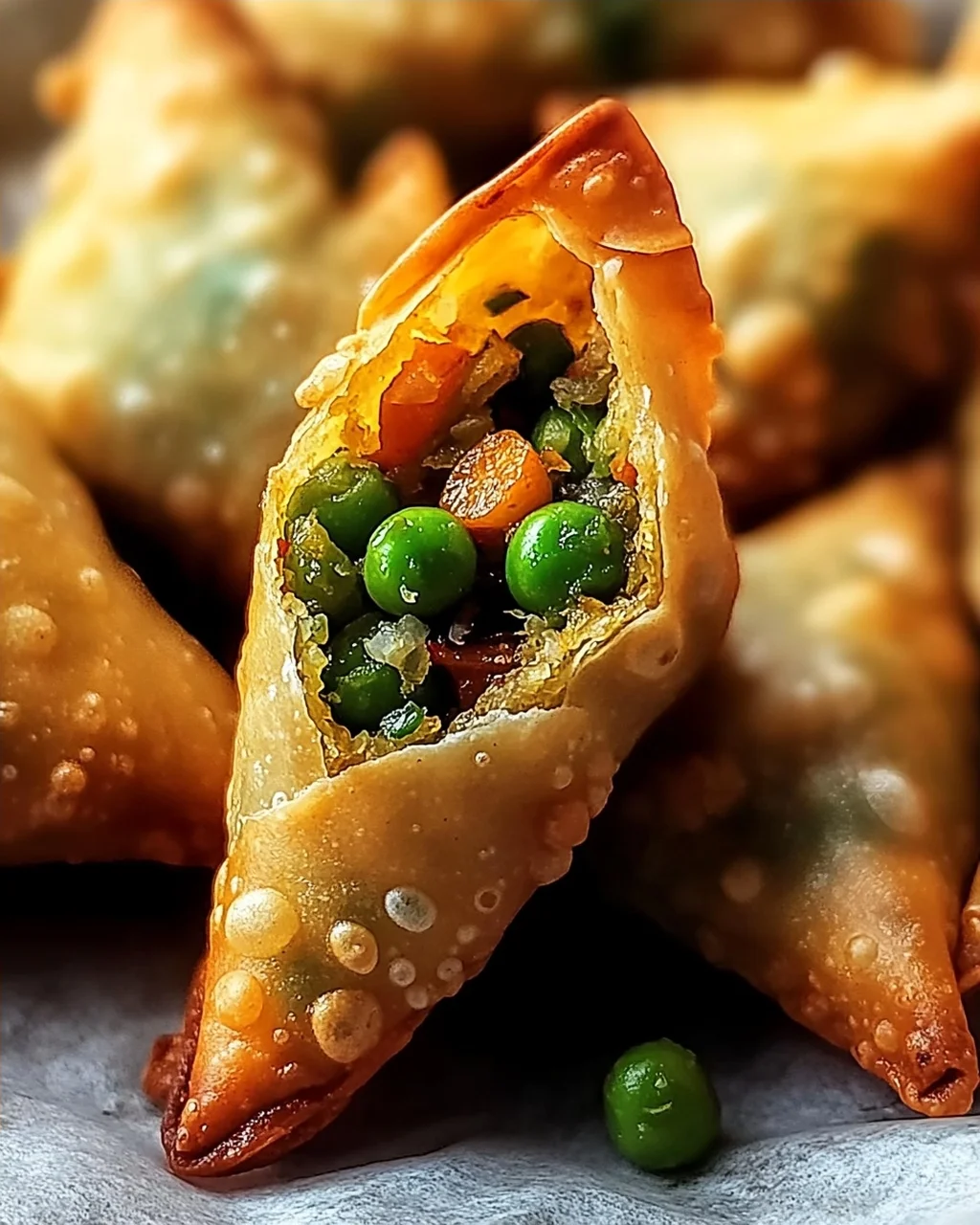 Reis-Papier-Samosas mit würziger Gemüsefüllung