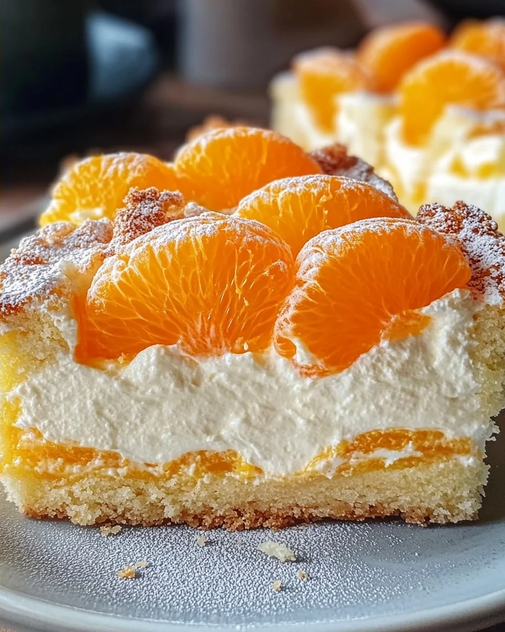 Schmandkuchen vom Blech mit Mandarinen