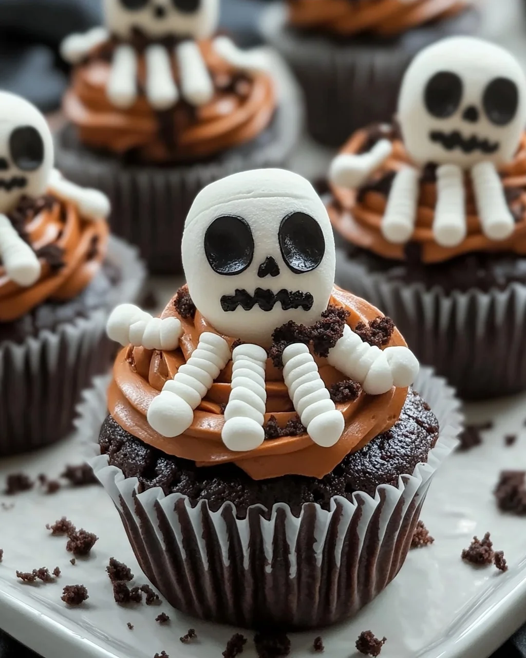 Skelett-Cupcakes (Marshmallow-Variante)