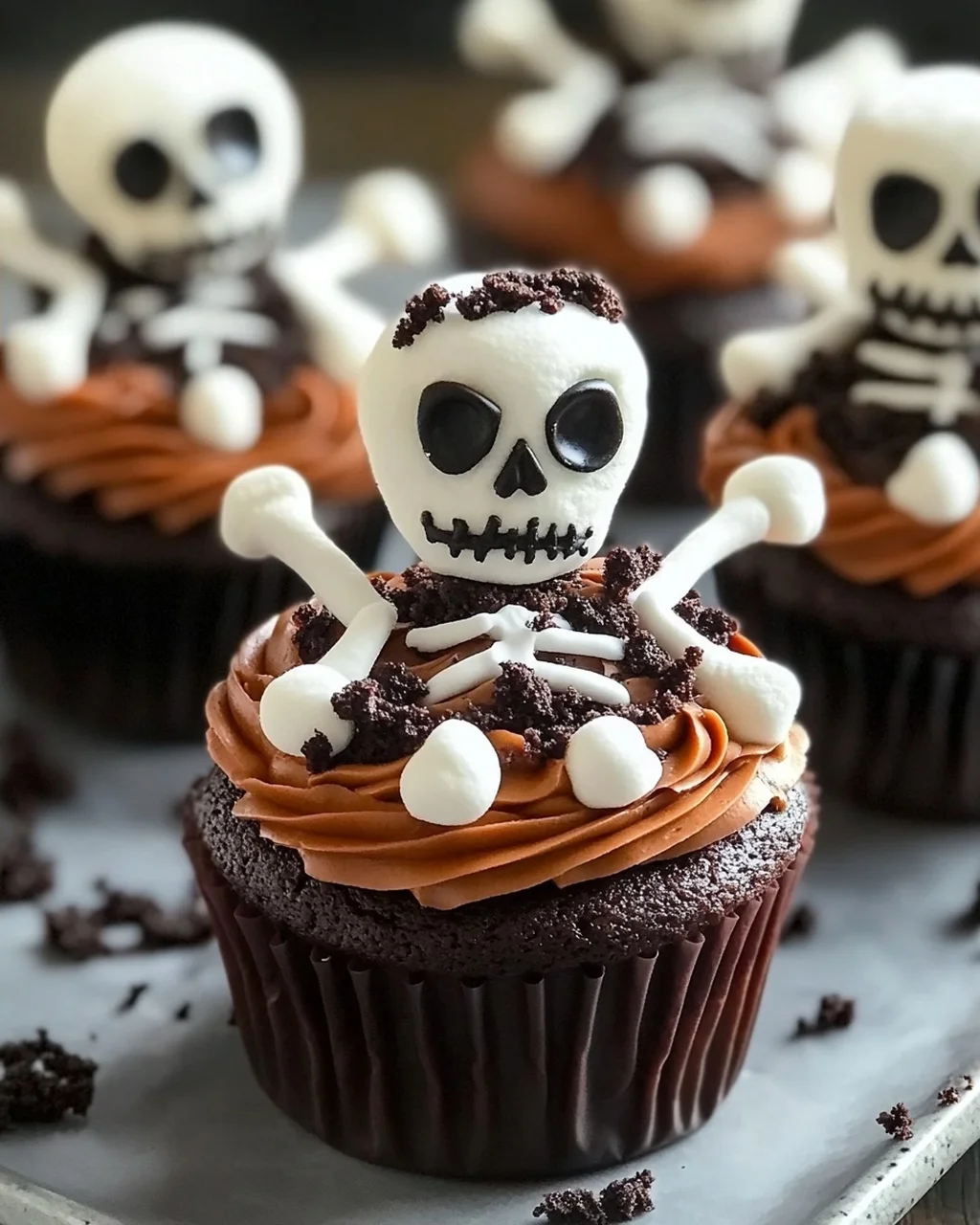 Skelett-Cupcakes (Marshmallow-Variante)