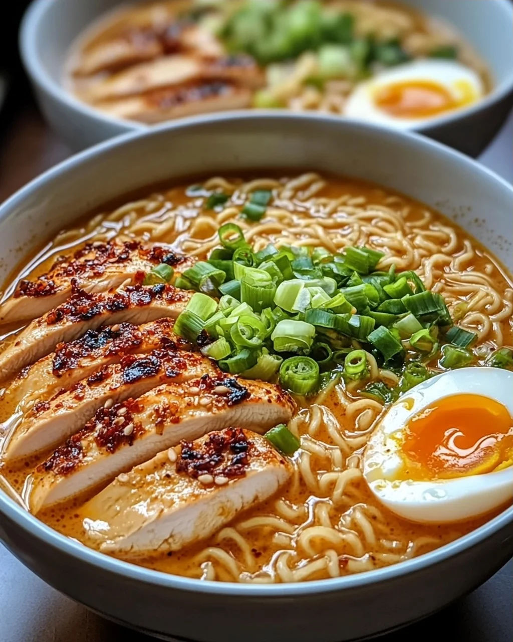 Spicy Chicken Ramen with Creamy Garlic Sauce