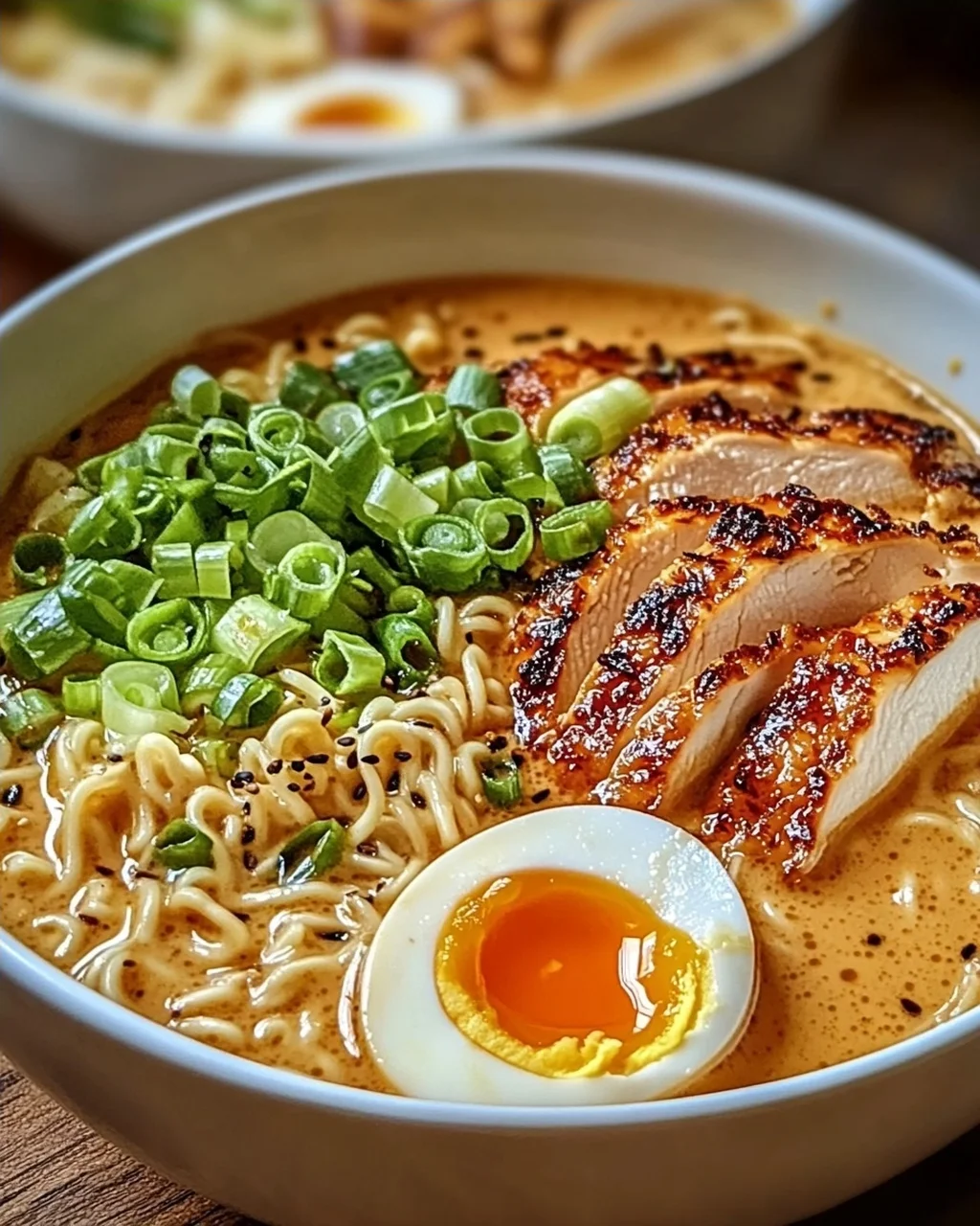 Spicy Chicken Ramen with Creamy Garlic Sauce