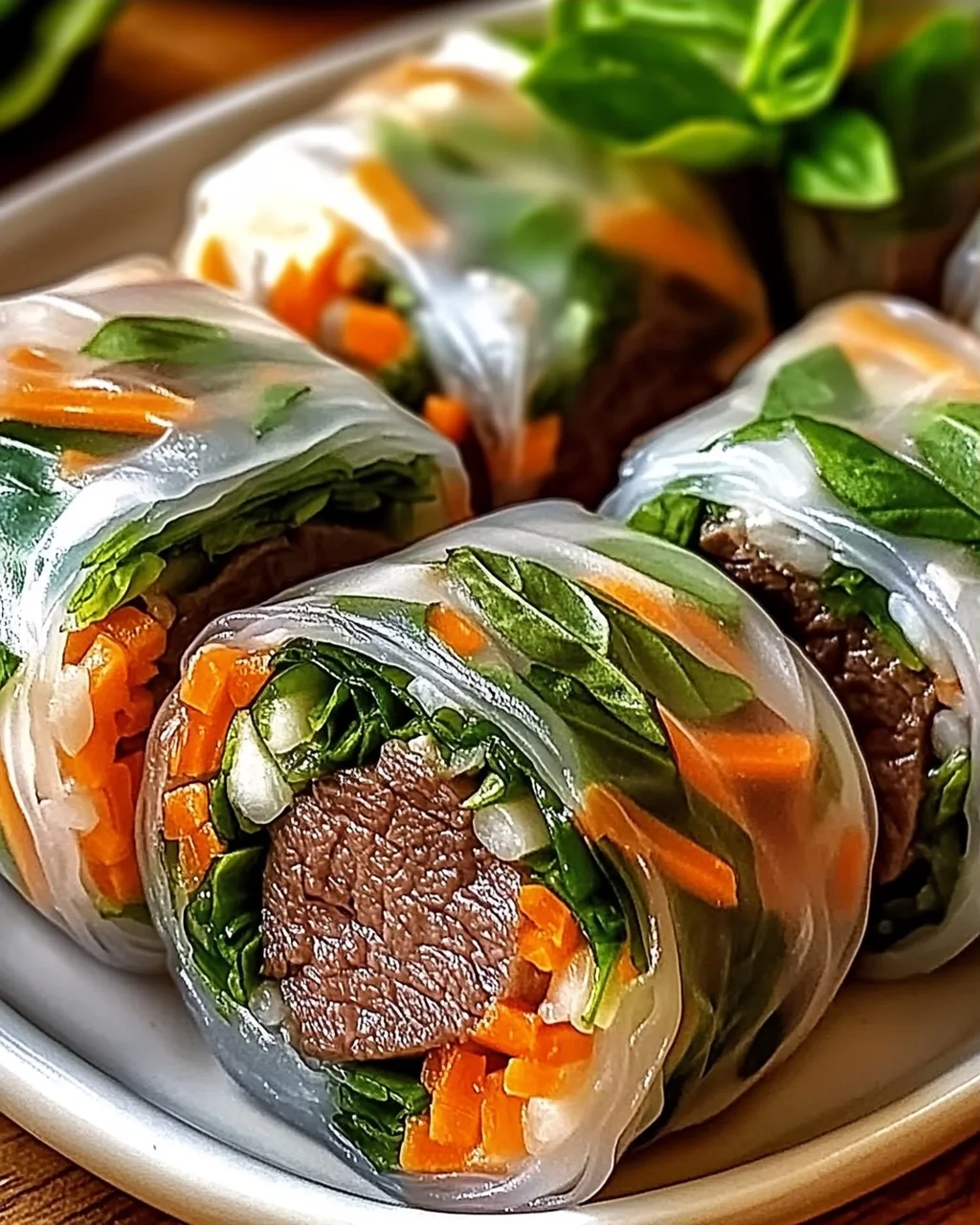 Thai-Basilikum-Rindfleisch-Rollen in 30 Minuten