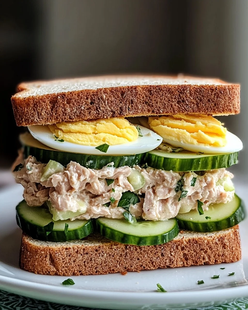 Thunfisch Sandwich mit Ei und Gurke