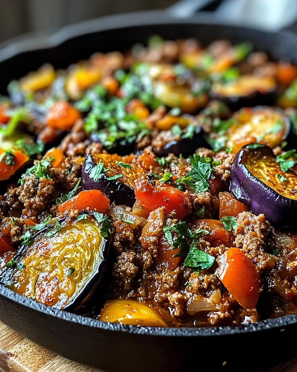 Türkische Auberginen-Hackfleisch-Pfanne