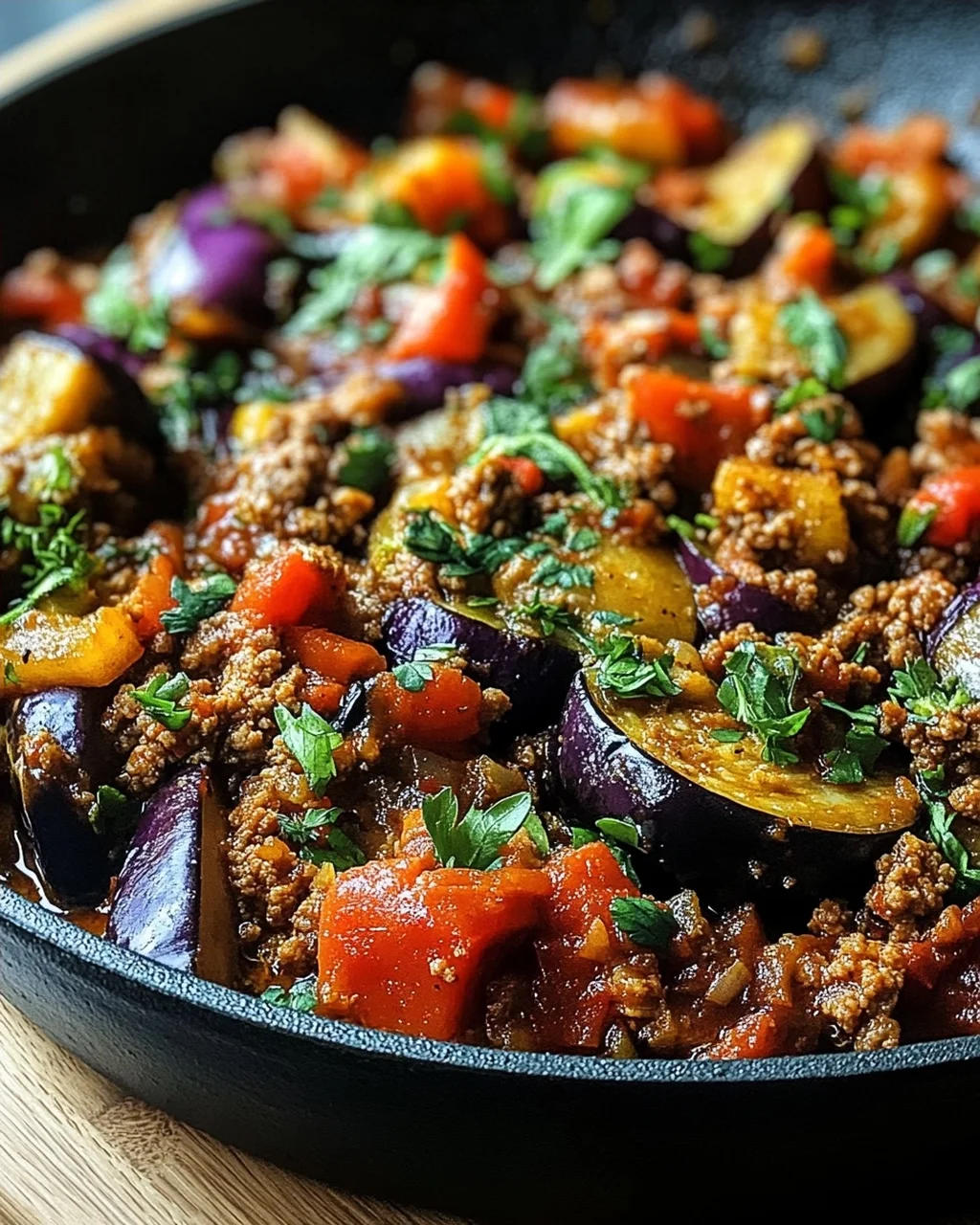 Türkische Auberginen-Hackfleisch-Pfanne