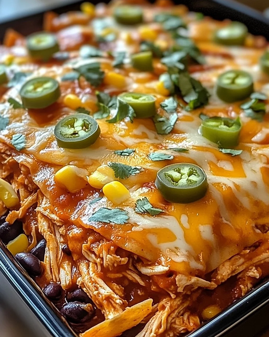 Zerrissenes Hühnchen Enchilada Auflauf für Ihre Familie