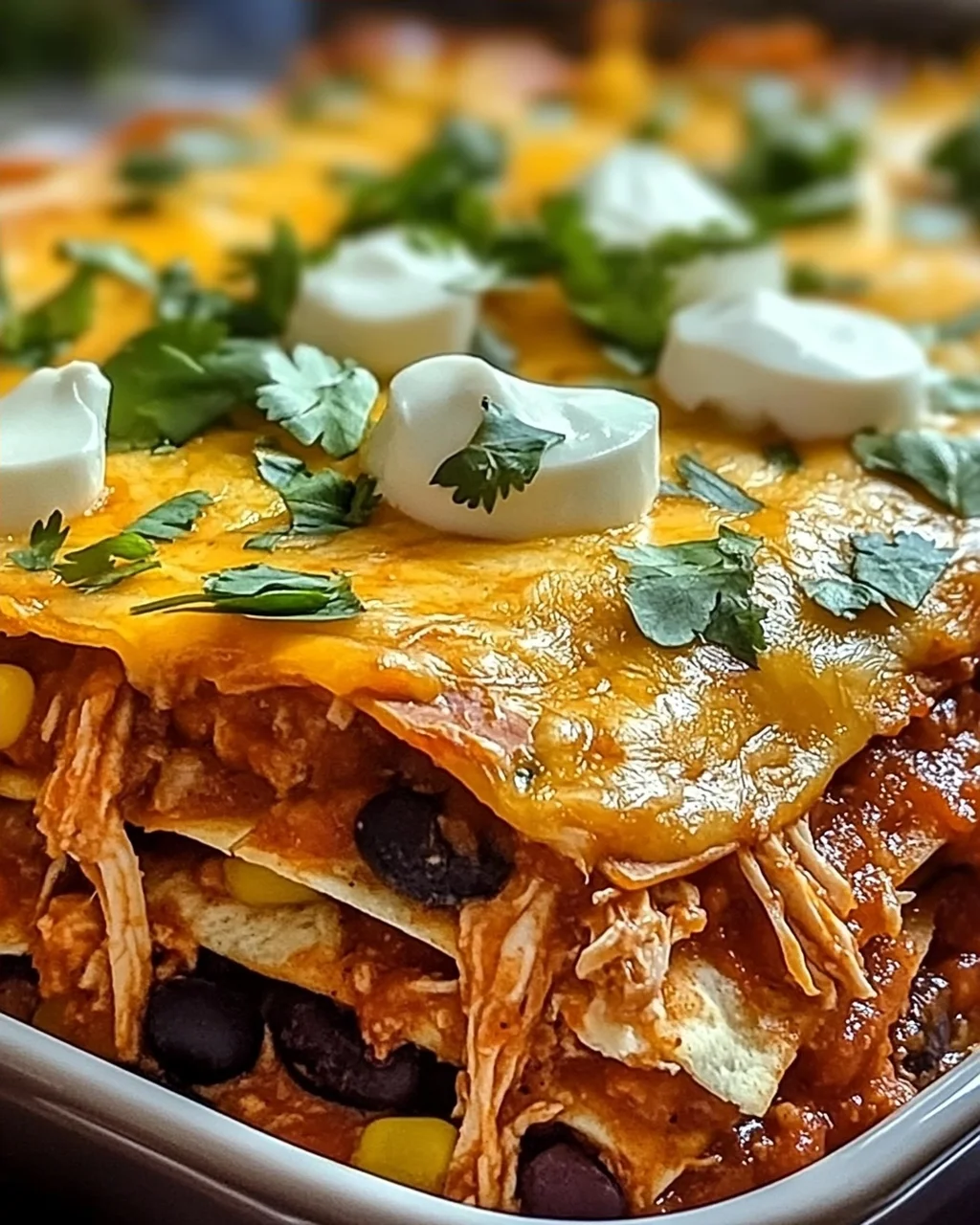 Zerrissenes Hühnchen Enchilada Auflauf für Ihre Familie
