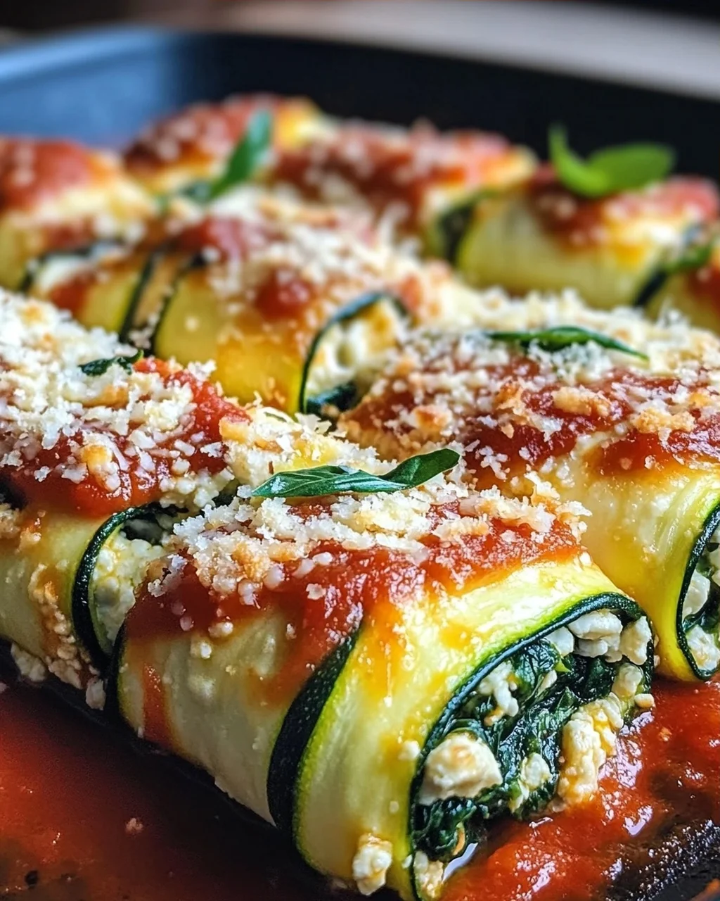 Zucchini-Cannelloni mit Ricotta-Spinat-Füllung